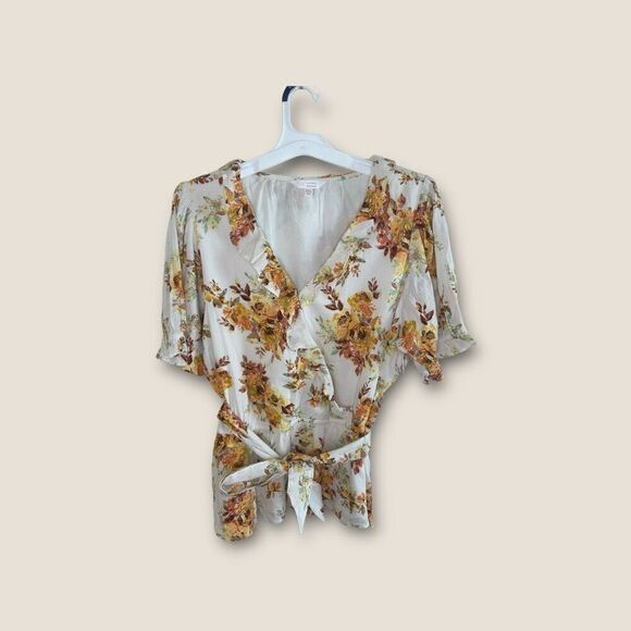 Lauren Conrad Ruffle Front Wrap Top - Picture 1 of 5